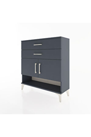 Arges Şifonyer 2 Raflı 2 Çekmeceli 2 Kapaklı 88x30x96 Antrasit-Antrasit