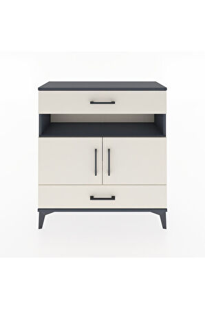 Arges Şifonyer 3 Raflı 2 Çekmeceli 2 Kapaklı 88x30x96 Antrasit-Aytaşı