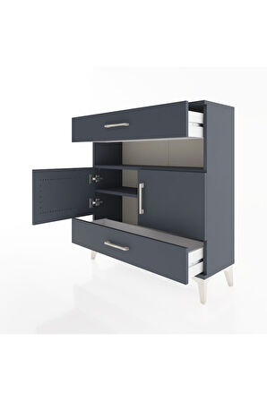 Arges Şifonyer 3 Raflı 2 Çekmeceli 2 Kapaklı 88x30x96 Antrasit-Antrasit