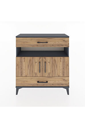 Arges Şifonyer 3 Raflı 2 Çekmeceli 2 Kapaklı 88x30x96 Antrasit-Çam