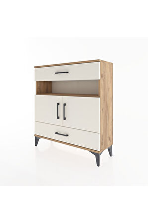 Arges Şifonyer 3 Raflı 2 Çekmeceli 2 Kapaklı 88x30x96 Çam-Aytaşı