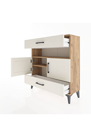 Arges Şifonyer 3 Raflı 2 Çekmeceli 2 Kapaklı 88x30x96 Çam-Aytaşı