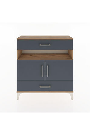 Arges Şifonyer 3 Raflı 2 Çekmeceli 2 Kapaklı 88x30x96 Çam-Antrasit