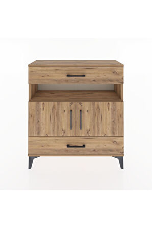 Arges Şifonyer 3 Raflı 2 Çekmeceli 2 Kapaklı 88x30x96 Çam-Çam