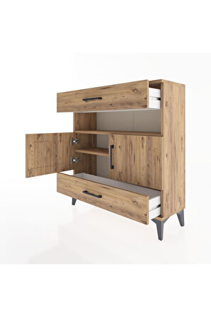 Arges Şifonyer 3 Raflı 2 Çekmeceli 2 Kapaklı 88x30x96 Çam-Çam