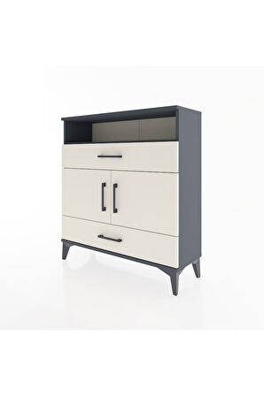 Arges Şifonyer 3 Raflı 2 Çekmeceli 2 Kapaklı 88x30x96 Antrasit-Aytaşı