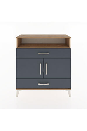 Arges Şifonyer 3 Raflı 2 Çekmeceli 2 Kapaklı 88x30x96 Çam-Antrasit