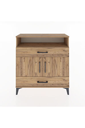 Arges Şifonyer 3 Raflı 2 Çekmeceli 2 Kapaklı 88x30x96 Çam-Çam