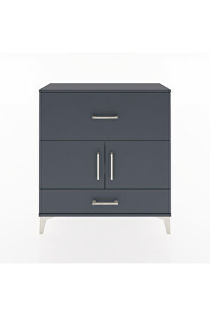 Arges Şifonyer 2 Raflı 2 Çekmeceli 2 Kapaklı 88x30x96 Antrasit-Antrasit