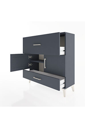 Arges Şifonyer 2 Raflı 2 Çekmeceli 2 Kapaklı 88x30x96 Antrasit-Antrasit