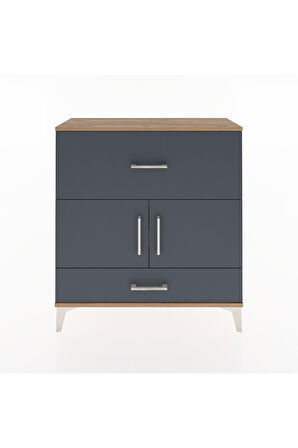 Arges Şifonyer 2 Raflı 2 Çekmeceli 2 Kapaklı 88x30x96 Çam-Antrasit