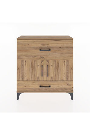 Arges Şifonyer 2 Raflı 2 Çekmeceli 2 Kapaklı 88x30x96 Çam-Çam