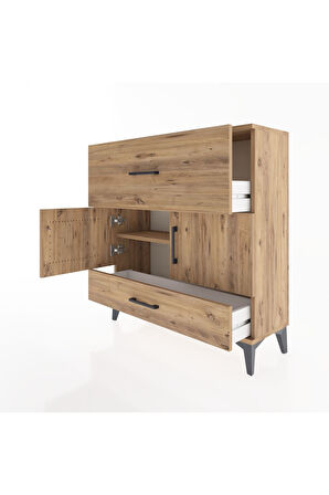 Arges Şifonyer 2 Raflı 2 Çekmeceli 2 Kapaklı 88x30x96 Çam-Çam