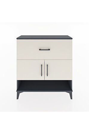 Arges Şifonyer 2 Raflı Tek Çekmeceli 2 Kapaklı 88x30x96 Antrasit-Aytaşı