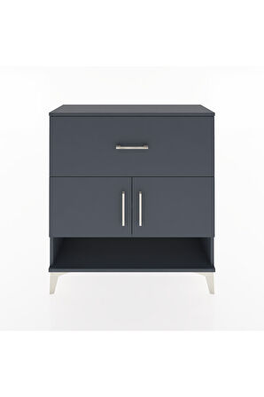 Arges Şifonyer 2 Raflı Tek Çekmeceli 2 Kapaklı 88x30x96 Antrasit-Antrasit