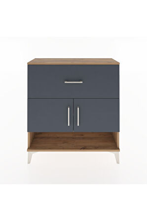 Arges Şifonyer 2 Raflı Tek Çekmeceli 2 Kapaklı 88x30x96 Çam-Antrasit