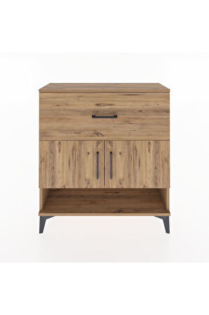 Arges Şifonyer 2 Raflı Tek Çekmeceli 2 Kapaklı 88x30x96 Çam-Çam