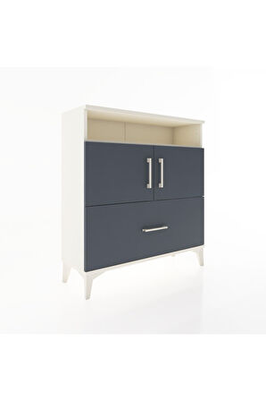 Arges Şifonyer 3 Raflı Tek Çekmeceli 2 Kapaklı 88x30x96 Aytaşı-Antrasit