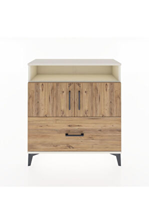 Arges Şifonyer 3 Raflı Tek Çekmeceli 2 Kapaklı 88x30x96 Aytaşı-Çam