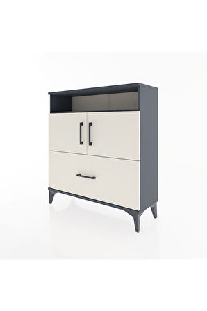 Arges Şifonyer 3 Raflı Tek Çekmeceli 2 Kapaklı 88x30x96 Antrasit-Aytaşı