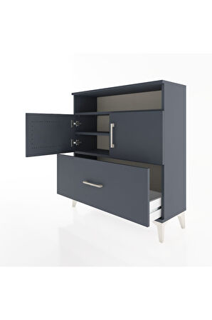 Arges Şifonyer 3 Raflı Tek Çekmeceli 2 Kapaklı 88x30x96 Antrasit-Antrasit
