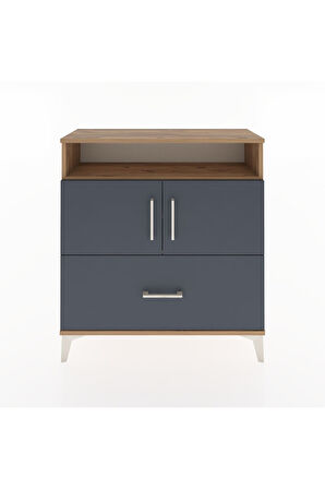 Arges Şifonyer 3 Raflı Tek Çekmeceli 2 Kapaklı 88x30x96 Çam-Antrasit