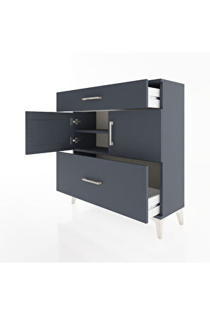 Arges Şifonyer 2 Raflı 2 Çekmeceli 2 Kapaklı 88x30x96 Antrasit-Antrasit