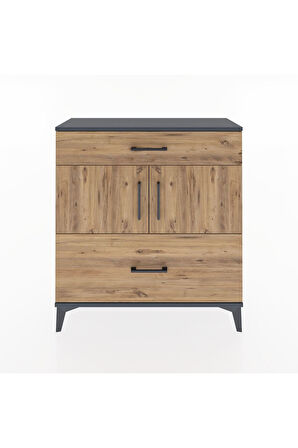 Arges Şifonyer 2 Raflı 2 Çekmeceli 2 Kapaklı 88x30x96 Antrasit-Çam