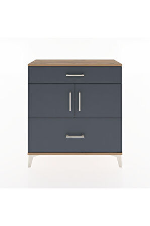 Arges Şifonyer 2 Raflı 2 Çekmeceli 2 Kapaklı 88x30x96 Çam-Antrasit