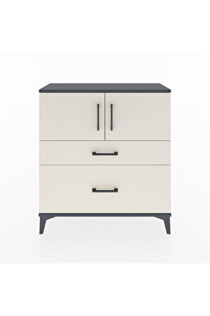 Arges Şifonyer 2 Raflı 2 Çekmeceli 2 Kapaklı 88x30x96 Antrasit-Aytaşı