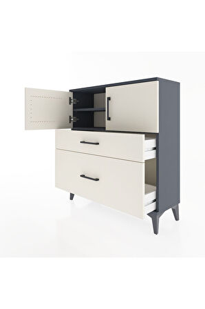 Arges Şifonyer 2 Raflı 2 Çekmeceli 2 Kapaklı 88x30x96 Antrasit-Aytaşı