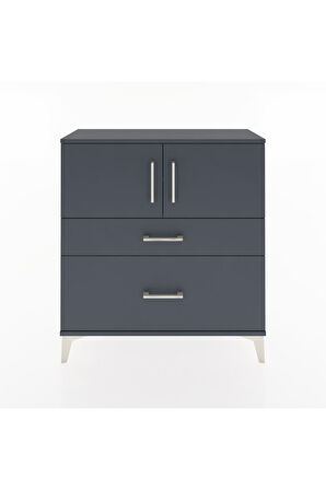 Arges Şifonyer 2 Raflı 2 Çekmeceli 2 Kapaklı 88x30x96 Antrasit-Antrasit