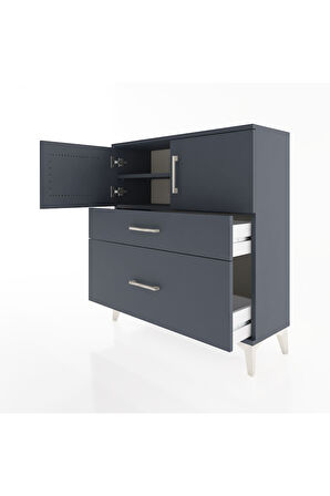 Arges Şifonyer 2 Raflı 2 Çekmeceli 2 Kapaklı 88x30x96 Antrasit-Antrasit