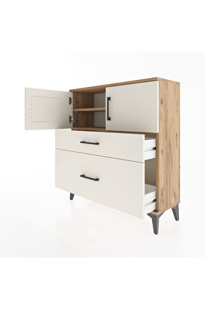 Arges Şifonyer 2 Raflı 2 Çekmeceli 2 Kapaklı 88x30x96 Çam-Aytaşı