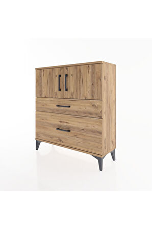 Arges Şifonyer 2 Raflı 2 Çekmeceli 2 Kapaklı 88x30x96 Çam-Çam