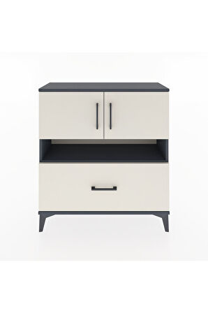 Arges Şifonyer 3 Raflı Tek Çekmeceli 2 Kapaklı 88x30x96 Antrasit-Aytaşı