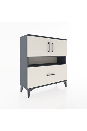 Arges Şifonyer 3 Raflı Tek Çekmeceli 2 Kapaklı 88x30x96 Antrasit-Aytaşı