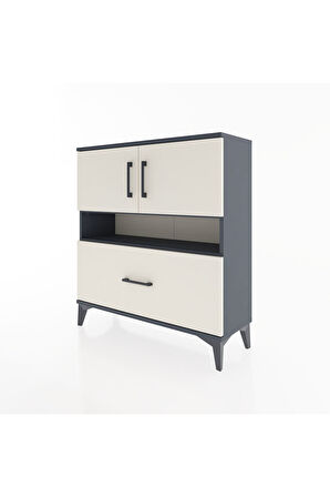 Arges Şifonyer 3 Raflı Tek Çekmeceli 2 Kapaklı 88x30x96 Antrasit-Aytaşı