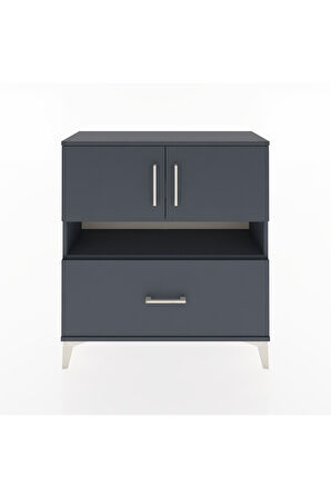 Arges Şifonyer 3 Raflı Tek Çekmeceli 2 Kapaklı 88x30x96 Antrasit-Antrasit