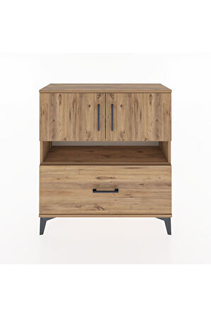 Arges Şifonyer 3 Raflı Tek Çekmeceli 2 Kapaklı 88x30x96 Çam-Çam