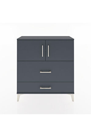 Arges Şifonyer 2 Raflı 2 Çekmeceli 2 Kapaklı 88x30x96 Antrasit-Antrasit