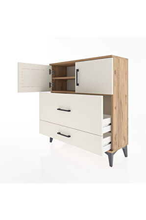 Arges Şifonyer 2 Raflı 2 Çekmeceli 2 Kapaklı 88x30x96 Çam-Aytaşı