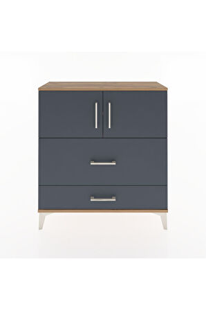 Arges Şifonyer 2 Raflı 2 Çekmeceli 2 Kapaklı 88x30x96 Çam-Antrasit