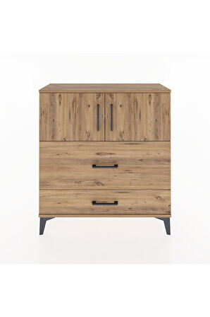 Arges Şifonyer 2 Raflı 2 Çekmeceli 2 Kapaklı 88x30x96 Çam-Çam
