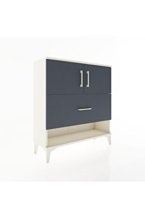 Arges Şifonyer 2 Raflı Tek Çekmeceli 2 Kapaklı 88x30x96 Aytaşı-Antrasit