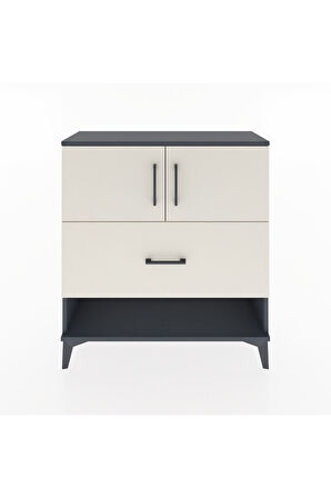 Arges Şifonyer 2 Raflı Tek Çekmeceli 2 Kapaklı 88x30x96 Antrasit-Aytaşı