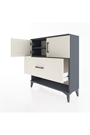 Arges Şifonyer 2 Raflı Tek Çekmeceli 2 Kapaklı 88x30x96 Antrasit-Aytaşı