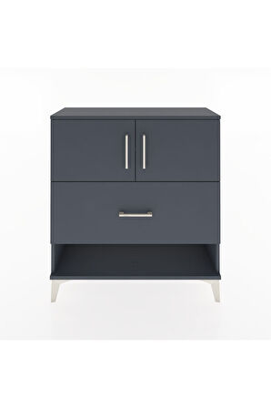 Arges Şifonyer 2 Raflı Tek Çekmeceli 2 Kapaklı 88x30x96 Antrasit-Antrasit