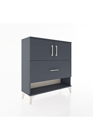 Arges Şifonyer 2 Raflı Tek Çekmeceli 2 Kapaklı 88x30x96 Antrasit-Antrasit