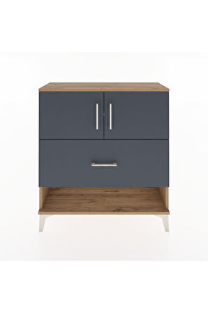 Arges Şifonyer 2 Raflı Tek Çekmeceli 2 Kapaklı 88x30x96 Çam-Antrasit